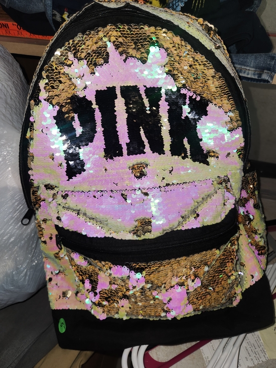 PINK Victoria's Secret Handbags - PINK Victoria's Secret Sequin Reversible Backpack - Iridescent Gold & Pink #415
